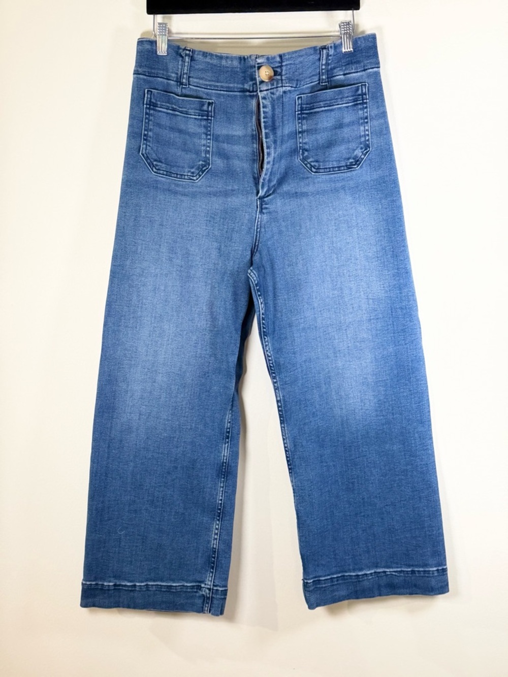 Maeve Colette Medium Blue Cropped Wide-Leg Jeans
